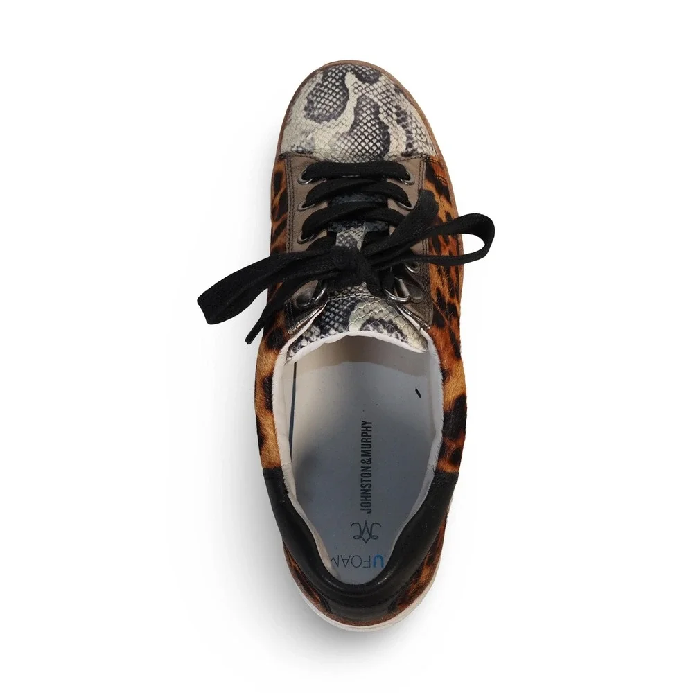 Johnston & Murphy Callie Women's 8.5M Snake Leopard Print Leather Sneakers